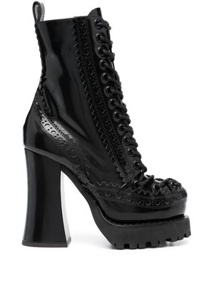 Moschino 120mm lace-up leather boots - Black