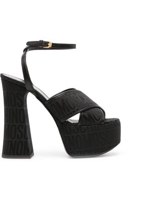 Moschino 150mm logo-jacquard leather sandals - Black