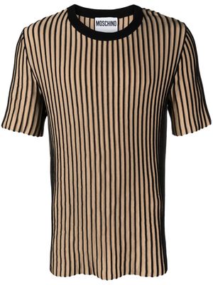 Moschino 3D-striped cotton T-shirt - Neutrals