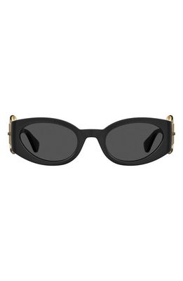Moschino 53mm Round Sunglasses in Black Gold/Grey