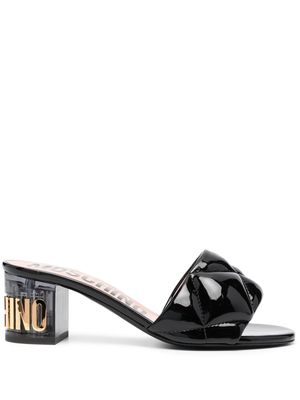 Moschino 60mm logo-lettering quilted leather mules - Black