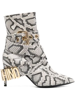 Moschino 70mm snakeskin-effect ankle boots - Neutrals