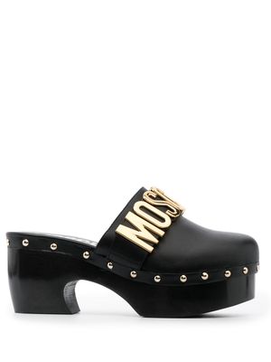 Moschino 75mm logo-plaque leather mules - Black