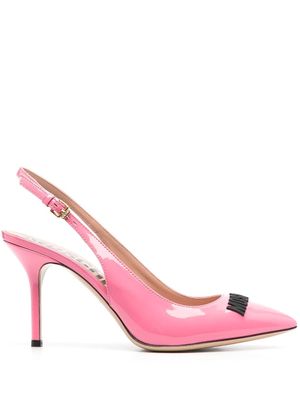 Moschino 90mm logo-lettering patent pumps - Pink