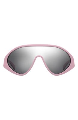 Moschino 99mm Mirrored Shield Sunglasses in Pink/Silver Mirror