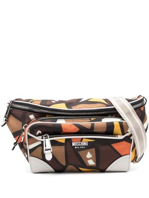 Moschino abstract-pattern belt-bag - Brown