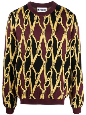 Moschino abstract-print virgin-wool jumper - Red