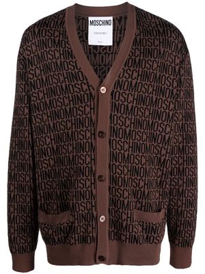 Moschino all-over logo knit cardigan - Brown