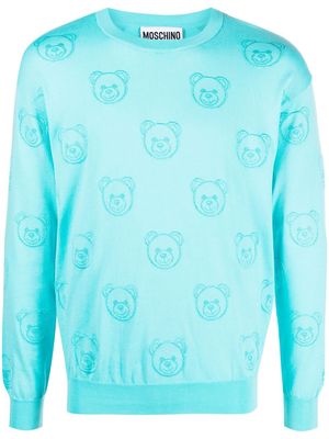 Moschino all-over toy-bear print jumper - Blue