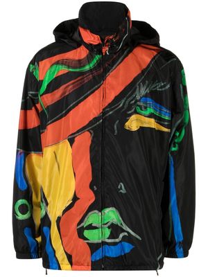 Moschino artistic-print hooded jacket - Black