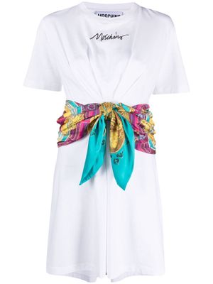 Moschino attached-scarf cotton T-shirt dress - White