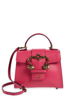 Moschino Baroque Buckle Leather Top Handle Bag in Fantasy Print Fucsia
