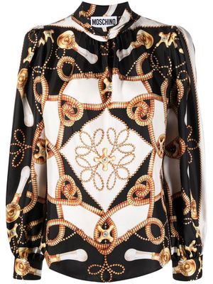 Moschino baroque pattern-print silk shirt - Black