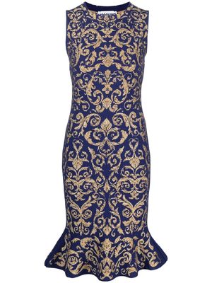 Moschino baroque-pattern sleeveless dress - Blue