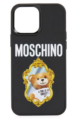Moschino Bear Mirror iPhone 13 Pro Case in Fantasy Print Black