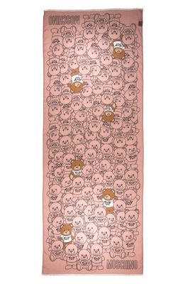 Moschino Bear Modal & Cashmere Scarf in Pink 001