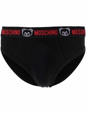Moschino Bear motif logo-waistband briefs - Black