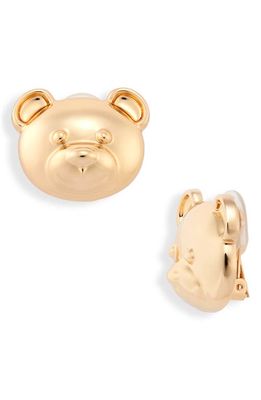 Moschino Bijoux Bear Stud Earrings in Shiny Gold Clip On