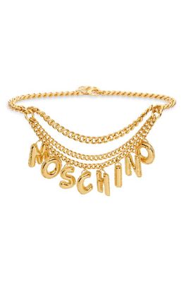 Moschino Bijoux Logo Chain Belt in Shiny Gold