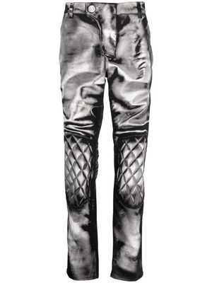 Moschino Biker Effect-print trousers - Black