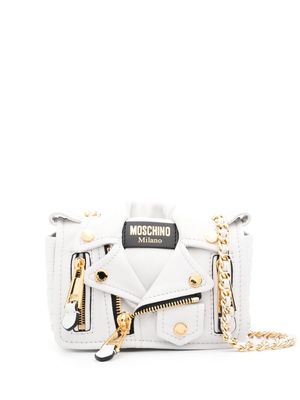 Moschino Biker Jacket leather shoulder bag - White