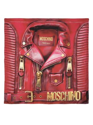 Moschino biker jacket-print silk scarf - Red