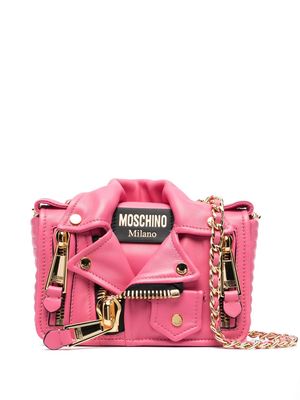 Moschino Biker leather shoulder bag - Pink
