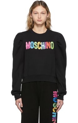 Moschino Black Painted Logo Sweatshirt