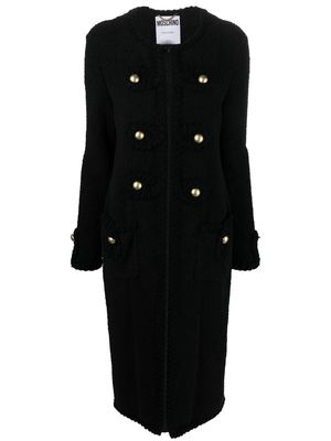 Moschino boucle-knit button-front long coat - Black