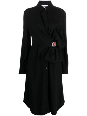 Moschino bow-detail buttoned shirt dress - Black