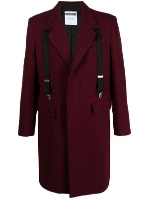 Moschino braces-detail cloth coat - Purple