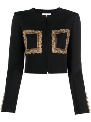 Moschino brocade-trim cropped jacket - Black