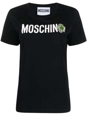 Moschino brooch-detail organic cotton T-shirt - Black
