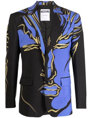 Moschino brushed-abstract-print tailored blazer - Black