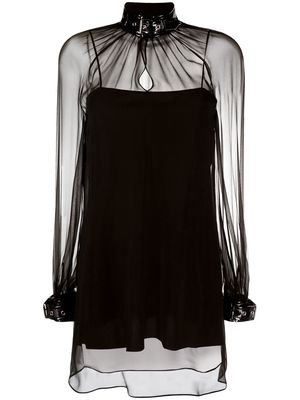 Moschino buckle-collar chiffon blouse - Black