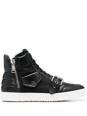 Moschino buckled high-top sneakers - Black