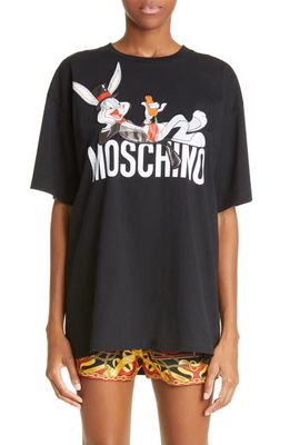 Moschino Bugs Bunny Oversize Cotton Graphic Tee in Fantasy Print Black