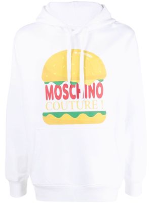 Moschino burger-logo print hoodie - White