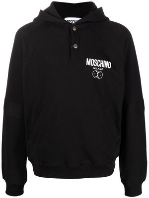Moschino button-placket logo hoodie - Black
