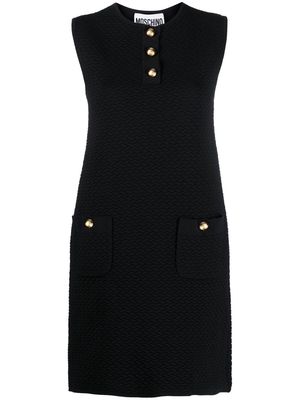 Moschino buttoned-collar jacquard knitted dress - Black