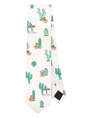 Moschino cactus-print silk tie - Neutrals
