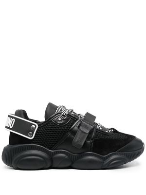 Moschino calf-leather adjustable front-strap sneakers - Black