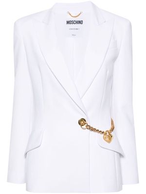 Moschino chain-detail interlock-twill blazer - White