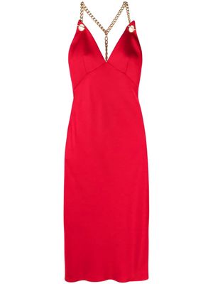 Moschino chain-link detailed halterneck dress - Red