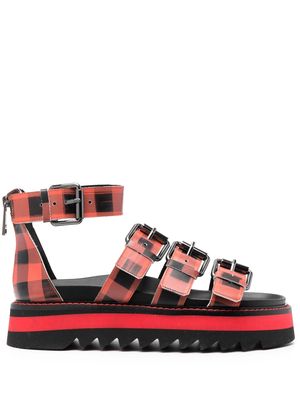 Moschino check-pattern sandals - Red