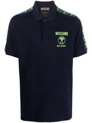 Moschino chest logo-print detail polo shirt - Blue