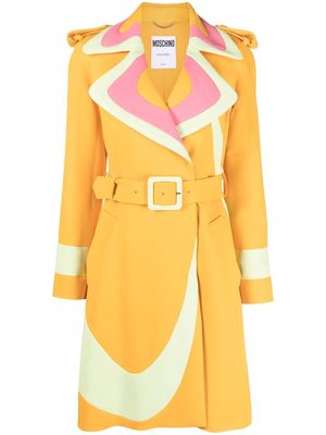 Moschino colour-block belted trench coat - Orange