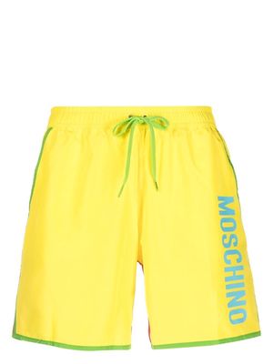 Moschino colour-block logo-print swim shorts - Yellow
