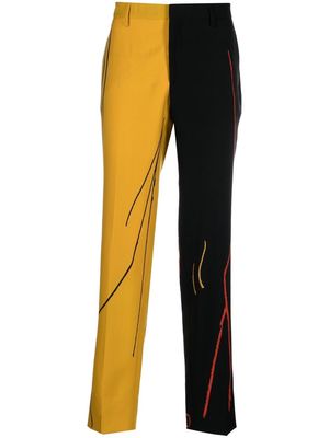 Moschino colour-block wool trousers - Yellow