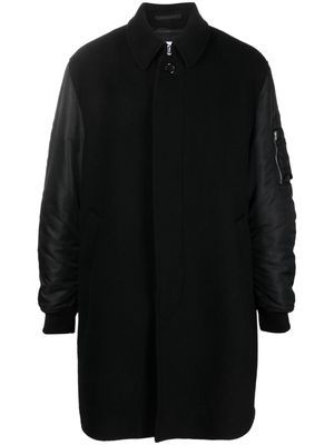 Moschino contrast-sleeve single-breasted coat - Black